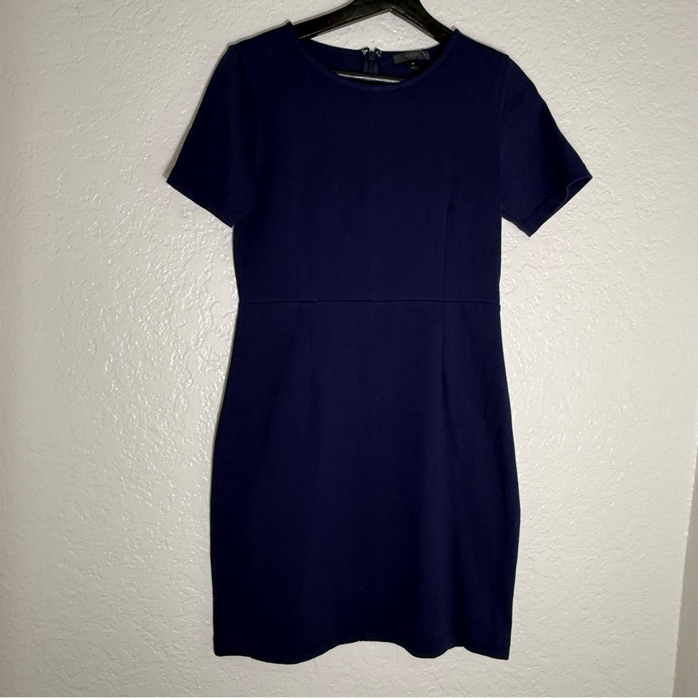 J. Crew Classic Navy Dress 100% Cotton Preppy Minimalist Coastal Grandma Casual